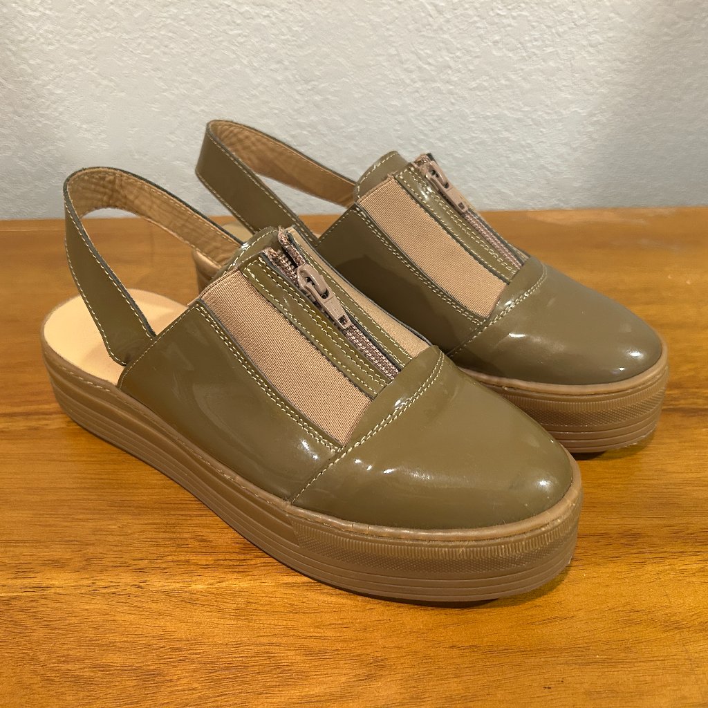 Rachel Comey Patent Leather Bird Slingback Clogs
